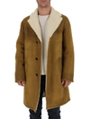 PRADA PRADA SHEARLING TRIMMED SINGLE BREASTED COAT