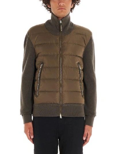 Tom Ford Shell-panelled Merino Wool Down Jacket In Green