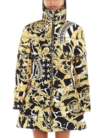 Versace Baroque Print Puffer Coat In Multicolor