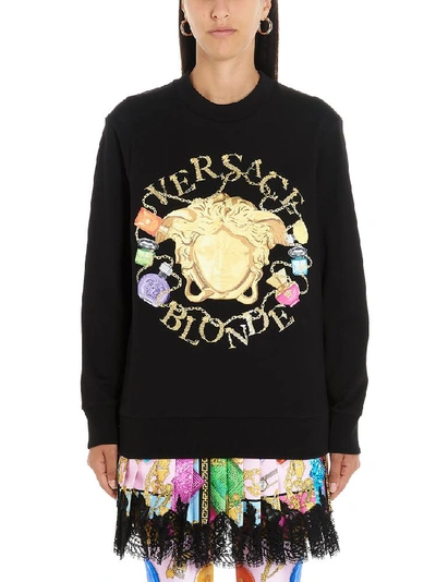 Versace Medusa Motif Graphic Print Sweatshirt In Black