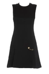 VERSACE VERSACE SAFETY PIN LOGO DETAIL FLARED DRESS