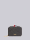 Thom Browne Dark Grey Pebbled Zip Around Wallet In Grey