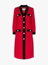 GUCCI VELVET TRIM SINGLE-BREASTED COAT,582511ZACKN14185161