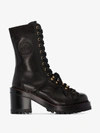 VERSACE VERSACE BLACK TRIBUTE 85 LACE-UP ANKLE BOOTS,DST117NDVNA114478880