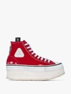 R13 Red Distressed High-top Sneakers In Red