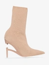 Ben Taverniti Unravel Project Unravel Project Beige 100 Broken Heel Knit Boots In Neutrals