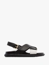 MARNI MARNI BLACK FUSSBETT LEATHER FLAT SANDALS,FBMS005201LV81714023630