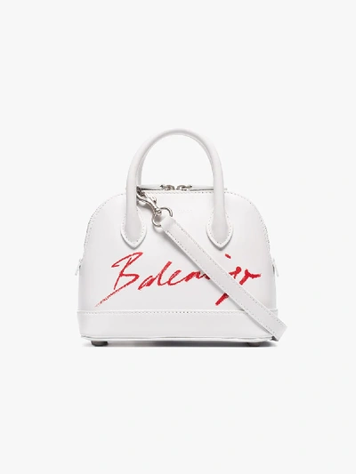 Balenciaga White Ville Xxs Lipstick Logo Bag