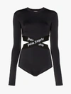 PALM ANGELS PALM ANGELS LOGO TAPE CUTOUT BODYSUIT,PWDD007E19353037100014050553