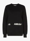 AMBUSH AMBUSH LOGO PRINT COTTON SWEATSHIRT,12111841BLCK14093215