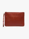 MONCLER X VALEXTRA RED AND BROWN SLOGAN LEATHER POUCH,006290002S6913979557