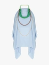 Jacquemus Haut Bijoux Backless Draped Embellished Crepe Halterneck Top In Blue