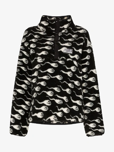 Ashley Williams Sperm-print Fleece Sweatshirt In Black