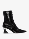 YUUL YIE YUUL YIE BLACK GLORIA 70 CROC-EMBOSSED LEATHER BOOTS,19AWB54213969801
