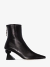 Yuul Yie 70mm Amoeba Leather Ankle Boots In Black