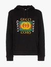 GUCCI BLACK LOGO COTTON HOODIE,454585X5J5712562714