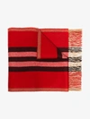 BURBERRY BURBERRY RED STRIPED CASHMERE SCARF,801877114343449