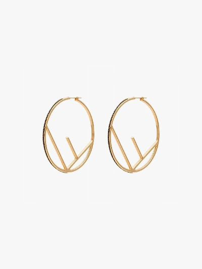 Fendi Gold Tone F Is  Hoop Earrings