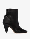 ISABEL MARANT ISABEL MARANT BLACK LYSTAL 100 BUTTON BACK LEATHER ANKLE BOOTS,BO039419H002S13952070