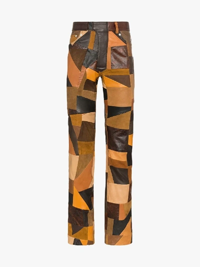 Cmmn Swdn Patchwork Straight-leg Trousers In Brown