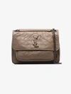 Saint Laurent Medium Niki Crinkled Shoulder Bag In Grey