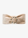 ROSANTICA ROSANTICA BEIGE CRYSTAL EMBELLISHED BROOCH VELVET HEADBAND,1088FROSCRIBL14115990