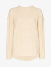 Hyke Fisherman Chunky Wool Knit Jumper In Neutrals