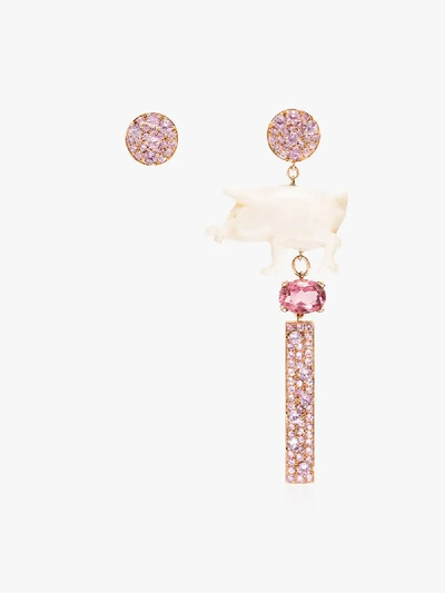 Francesca Villa 18k Rose Gold Pink Sapphire Earrings In Pink Gold