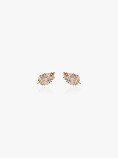 Anita Ko 18k Rose Gold Palm Leaf Diamond Earrings