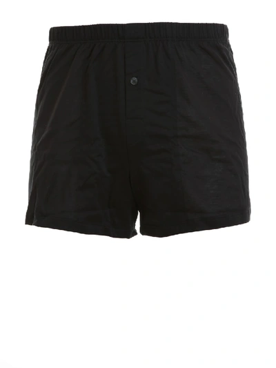 Hanro Men's Sporty Mercerized Cotton Boxers In Black