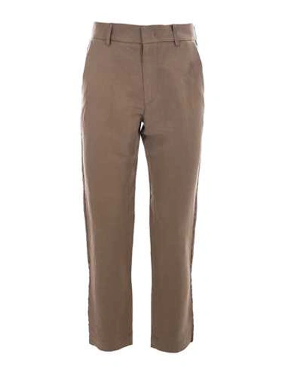 Maison Flaneur Cropped Pant In Brown