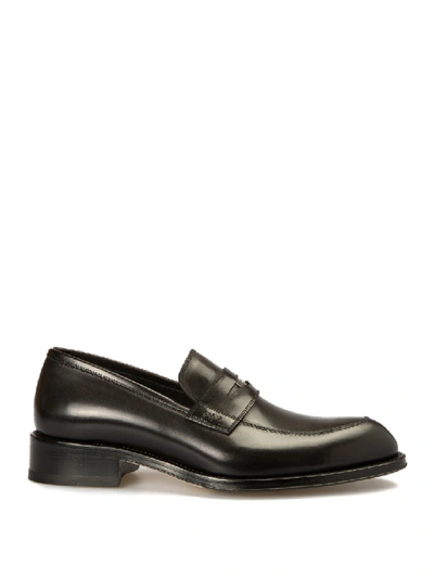 Brioni Polished Leather Loafers In Black