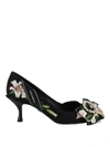 DOLCE & GABBANA LORY CRYSTAL DETAILED FLORAL PRINT PUMPS,3f78ac4f-de26-07a1-e71a-172515834228