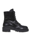 Giuseppe Zanotti Anphibio Thora In Python Printed Leather In Black