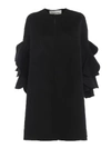 Valentino Ruffled Compact Draped Cape In Black