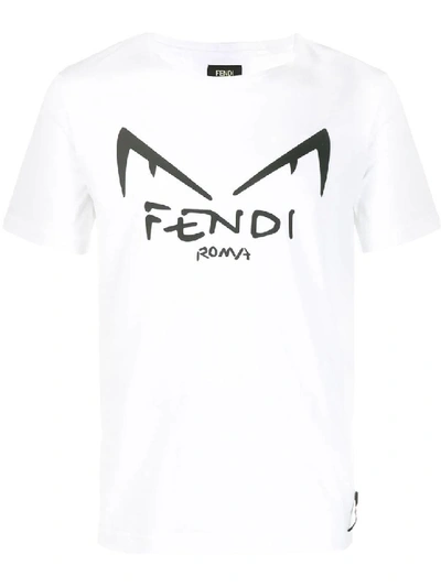 White Fendi T Shirt Yellow Eyes Fendi White Men's Diabolic Eyes