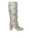Red Valentino Snakeskin-effect Rock Color Leather Boots In Grey