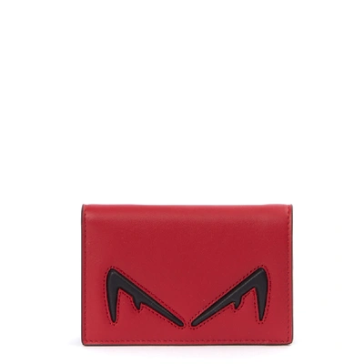 Fendi Diabolic Eyes Red Leather Cardholder