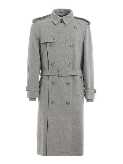 Burberry Mens The Westminster Jersey Trench Coat, Brand Size 50 (us Size 40) In Grey