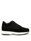 HOGAN INTERACTIVE BLACK SUEDE AND FABRIC SNEAKERS,09d0913f-4e14-3f08-ac0b-37d5bf87dccb