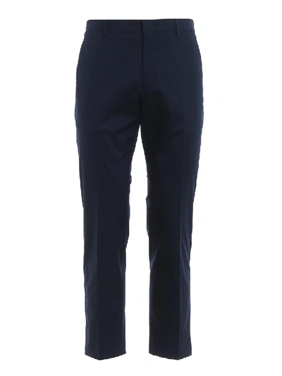 Prada Light Twill Trousers With Stretch Bands In Black