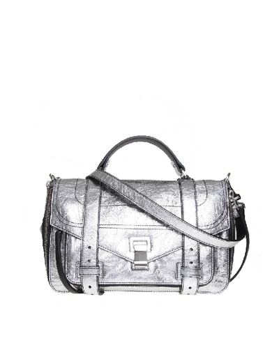 Proenza Schouler Ps1 Shoulder Bag In Silver Textured Leather