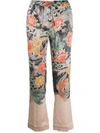 VALENTINO MULTICOLOR WOMEN'S JAPANESE PRINT SILK FLARED TROUSERS,SB3RB3A14P7