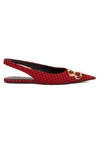 BALENCIAGA SHARPENED LEATHER FLAT WITH PEPITA PATTERN RED/BLACK,147979ec-ff81-60d6-82ae-a66b9b696884