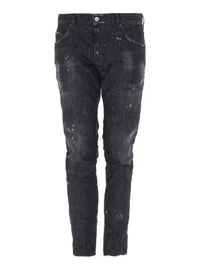 Dsquared2 Skater Scraped Jeans In Black