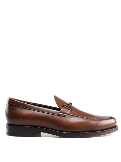 Tod's Double T Leather Loafers In Black