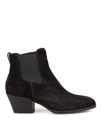 Hogan Texan Style Black Suede Ankle Boots