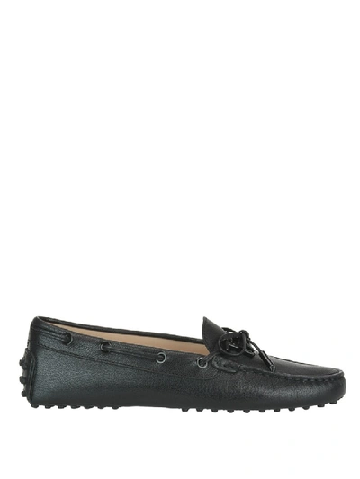Tod's Laces And Logo Detailed Leather Loafers In Black