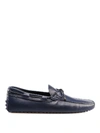 TOD'S LACES DETAILED BLUE LEATHER LOAFERS,7662a28b-6ca2-9fd1-c044-5d56798932cf
