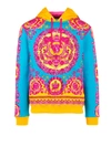 Versace Baroque Print Cotton Sweatshirt Hoodie In Blue